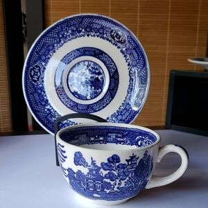 Classic Blue and White Cup and Saucer Set